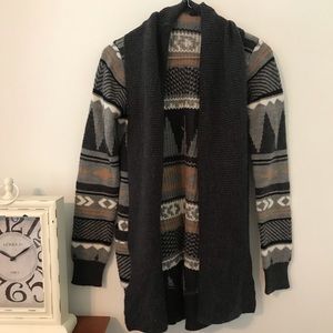 Long tribal print cardigan
